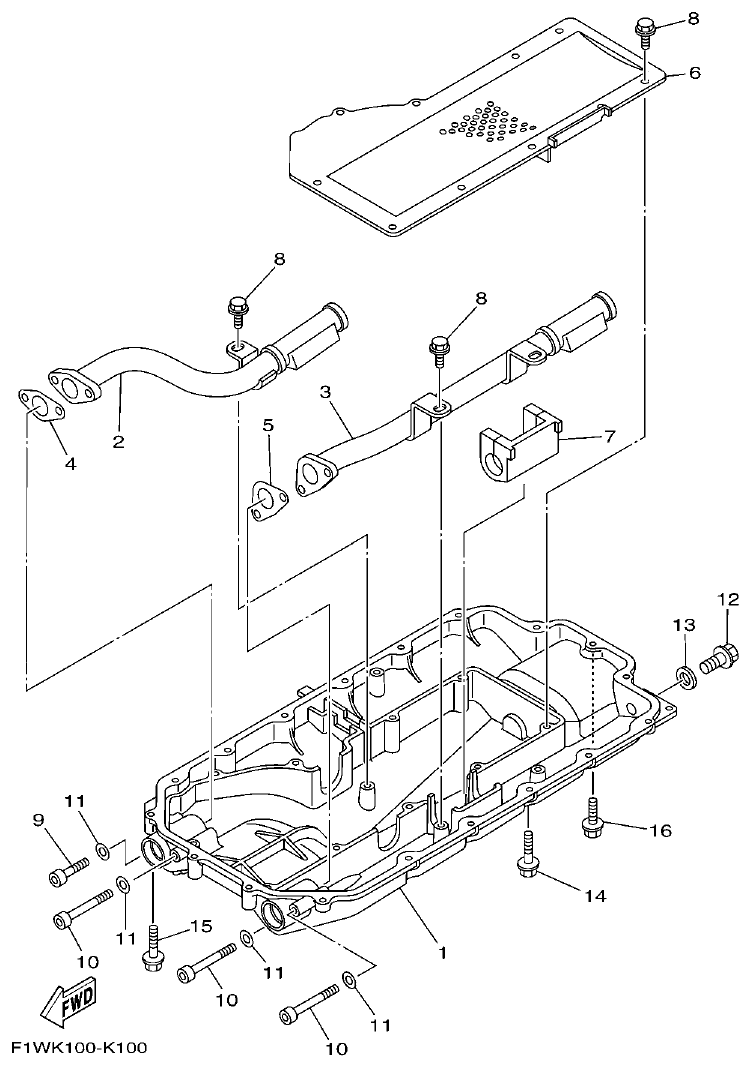 Yamaha F1WM OIL PAN parts diagram